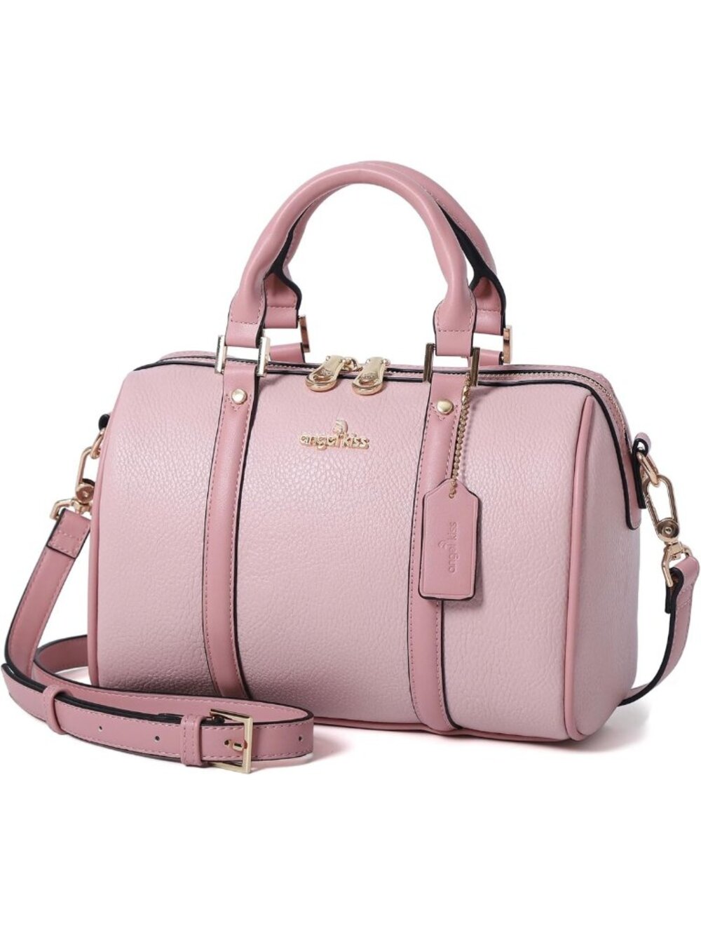 Chic Vegan Leather Satchel Handbag - Stylish Boston Barrel Bag with Crossbody